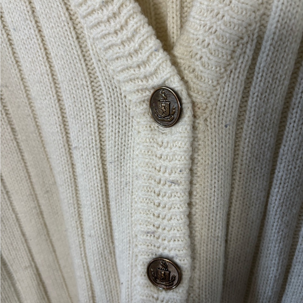 Vintage LT Casuals Cream Ribbed Button-Front Sweater Cardigan Cottagecore Girly - Picture 3 of 5